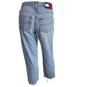 Vintage 90s Tommy Hilfiger Light Wash Raw Hem Straight Leg Jeans Size 30